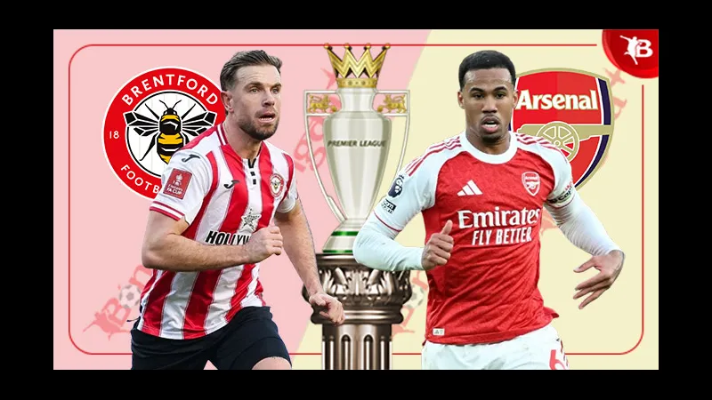 Cầu thủ Brentford tung cú sút mạnh vào lưới Arsenal Cầu thủ Brentford tung cú sút mạnh vào lưới Arsenal